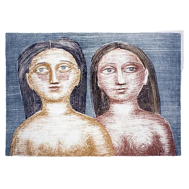 Due Nudi - Original Lithograph by M. Campigli - 1952 1952 For Sale