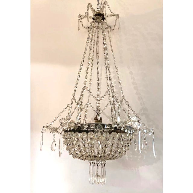 Transparent Early 20th Century French Iron and Crystal Chandelier For Sale - Image 8 of 12