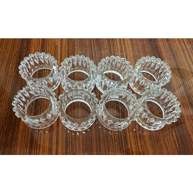 A lovely set of 8 crystal napkin rings ready for your next dinner party