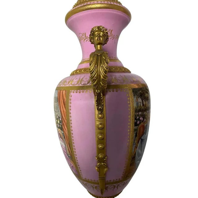 French Sèvres Porcelain Vases in Pink, 20th Century, Set of 2 For Sale - Image 12 of 16