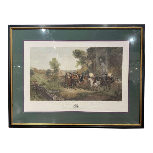 19th Century English Framed Colored Print "The Royal Cottage in Windsor Park" For Sale
