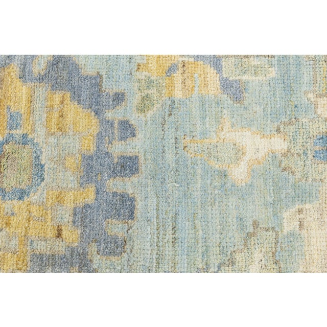 Modern Sultanabad Hand-Knotted Wool Area Rug – Soft Muted Blue & Sage 8 X 11 For Sale - Image 9 of 11