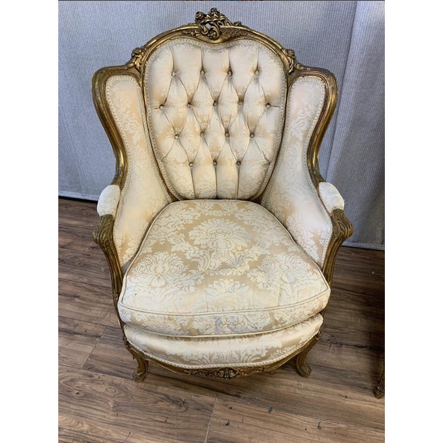 Gorgeous Chair in Great Vintage Condition. Solid and Firm. But the armrests have frayed. You may consider changing the...