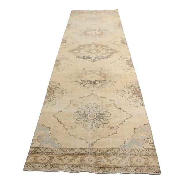 Mid 20th Century Home Living Tan Colour Oushak Runner For Sale