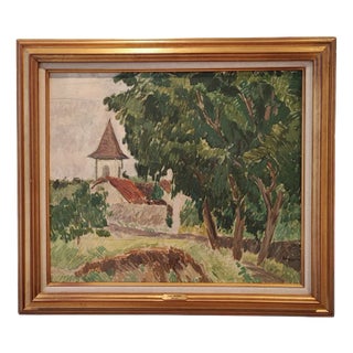 Hans Berger, Vue d'un clocher, Oil on Canvas, Framed For Sale