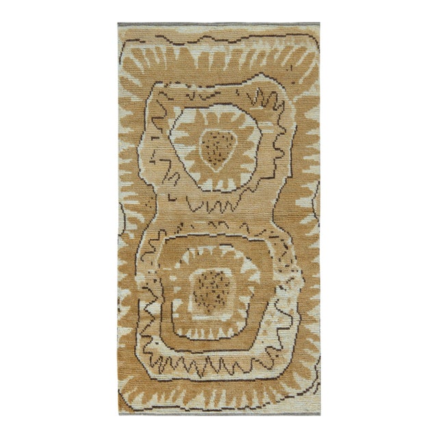 Handknotted Mellow Burst Scandinavian Deco Rug, 3'x12' For Sale