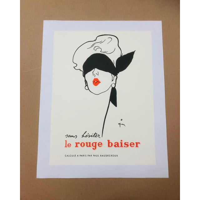 Artist: rené gruau title: le rouge baiser subtitle: calculé a paris par paul baudecroux year: c.a. 1970s original vintage...