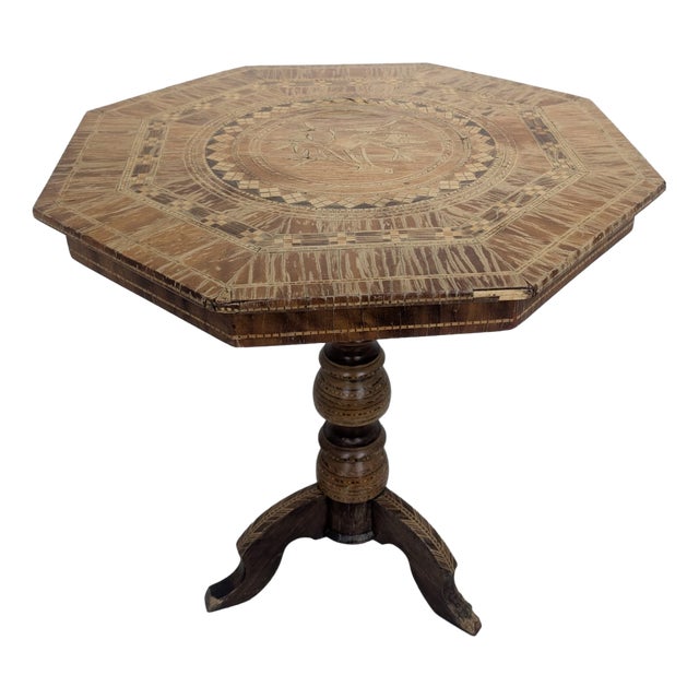 19th Century Biedermaier Marquetry Coffee Table For Sale