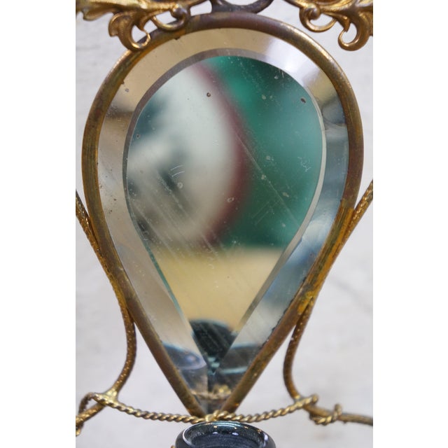Antique French Napoleon III Gilt Brass Table Top Perfume Vanity Set & Mirror 10" For Sale - Image 11 of 18