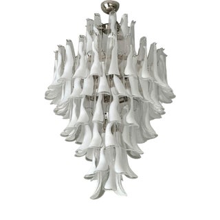 Murano Chandelier in White Glass from Mazzega For Sale