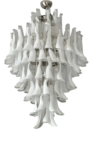 Murano Chandelier in White Glass from Mazzega