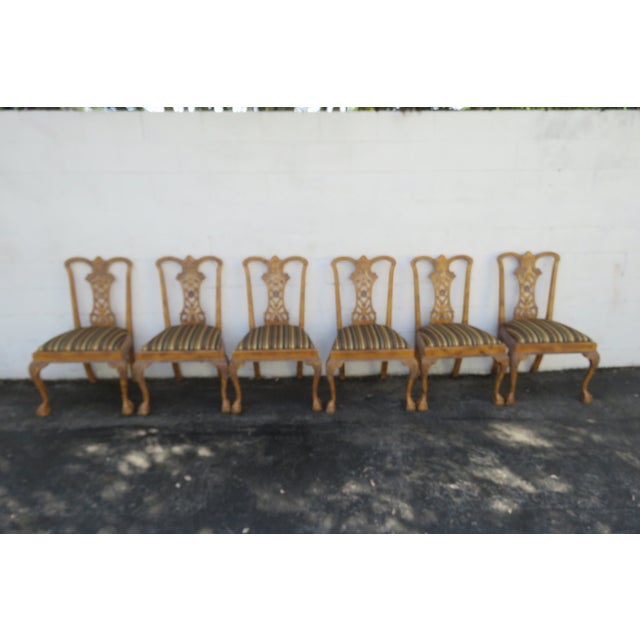 Chippendale Chippendale Carved Ball and Claw Feet Dining Chairs Set of Six 5883 For Sale - Image 3 of 12