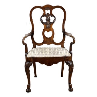 Antique George III Mahogany Open Arm Chair C. Late 18th Century For Sale
