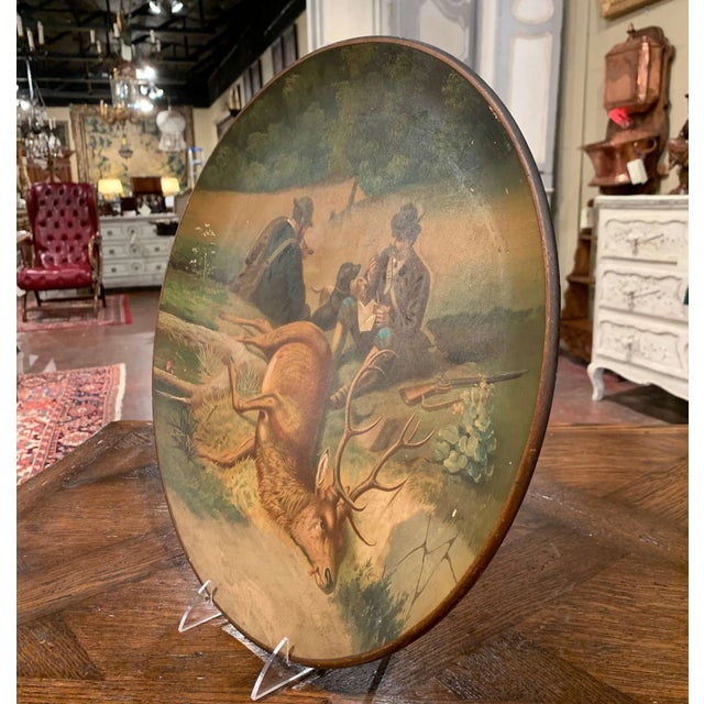 Forest Green Early 20th Century German Hand-Painted Ceramic Hunting Scene Wall Platter For Sale - Image 8 of 12