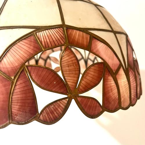 vintage capiz lampshade with detailing around the edge and brass top Height 22cm diameter – 38cm Up to 250V (Europe/UK...