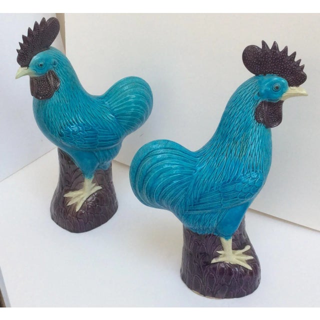 Chinese Turquoise Porcelain Roosters A Pair Chairish