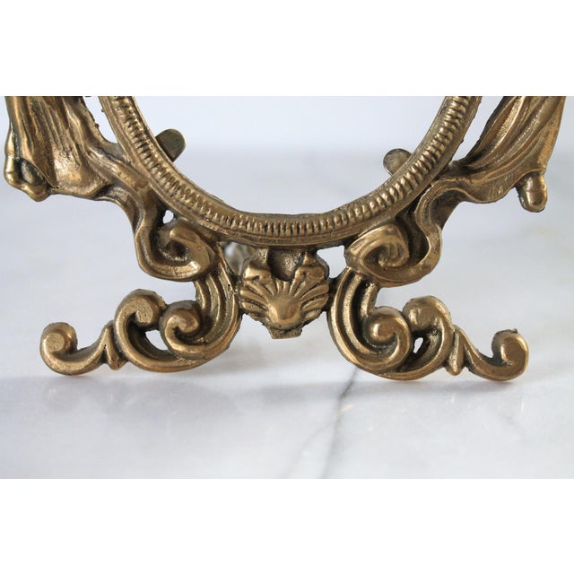 Metal Vintage Art Nouveau Solid Brass Figural Picture Frame For Sale - Image 7 of 12