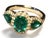 Art Deco Late 20th Century 18K White Gold Emerald Diamond 3 Stone Anniversary Band Ring Estate, Size 6.75 For Sale - Image 3 of 3