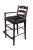 Maitland Smith Hunt Club Bar Stool, #985. Features a mahogany frame with ladderback and black leather seat. Includes...