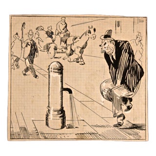 Gabriele Galantara, Big Nose, 1907, Ink on Paper For Sale