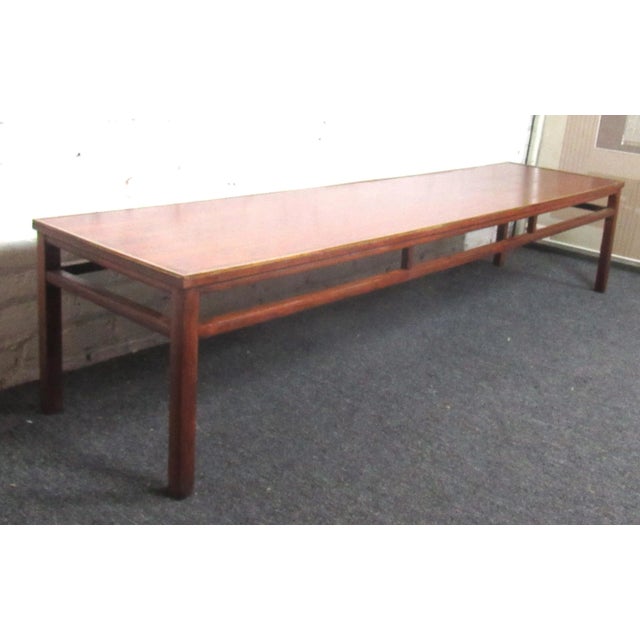 Mid-Century Modern Mid-Century Modern Walnut Coffee Table with Brass Trim by Imperial For Sale - Image 3 of 8