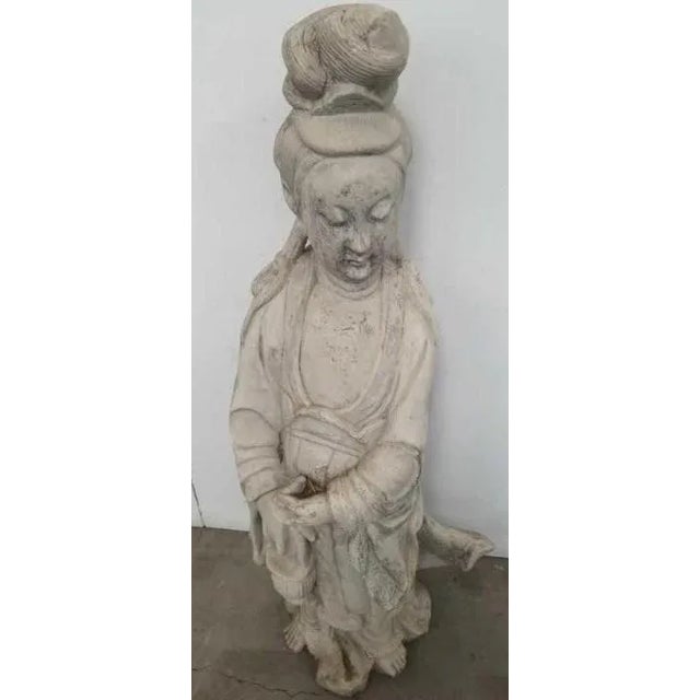 1940s Kwan Yin Cement Garden Statue Chairish