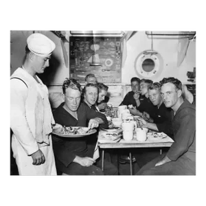 1939 Navy Sailors Dinner Black & White Photograph