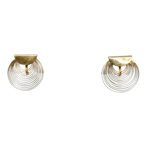Vintage Signed Napier Goldtone Modernist Pierced Earrings- 2 Pieces