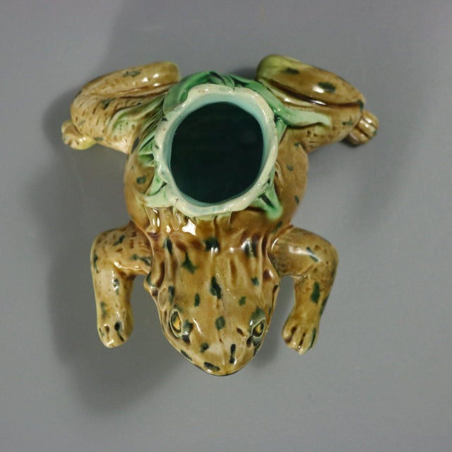 Rare Holdcroft Majolica Frog Toothpick Holder For Sale - Image 6 of 8