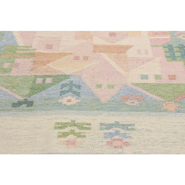 Mid 20th Century Vintage Swedish Pictorial Rollakan Rug - 04'07 X 06'09 For Sale - Image 5 of 9