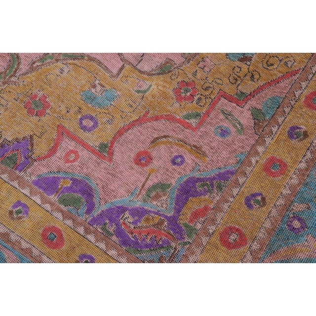 Vintage 1990's Pink/Blue Wool Rug - 9'0'' X 11'11'' For Sale - Image 4 of 10