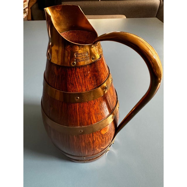 Oak and Brass Pitcher by Gérard Lafitte, France, 1950s For Sale - Image 16 of 17