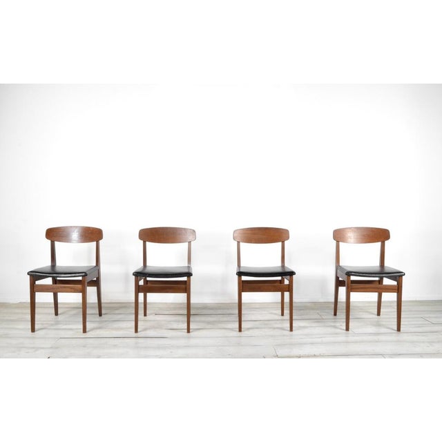 Teak and Leatherette Chairs, 1960s, Set of 4 For Sale - Image 9 of 9