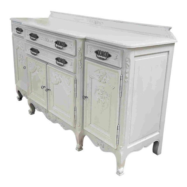Vintage Painted French Country Sideboard Buffet Cabinet For Sale