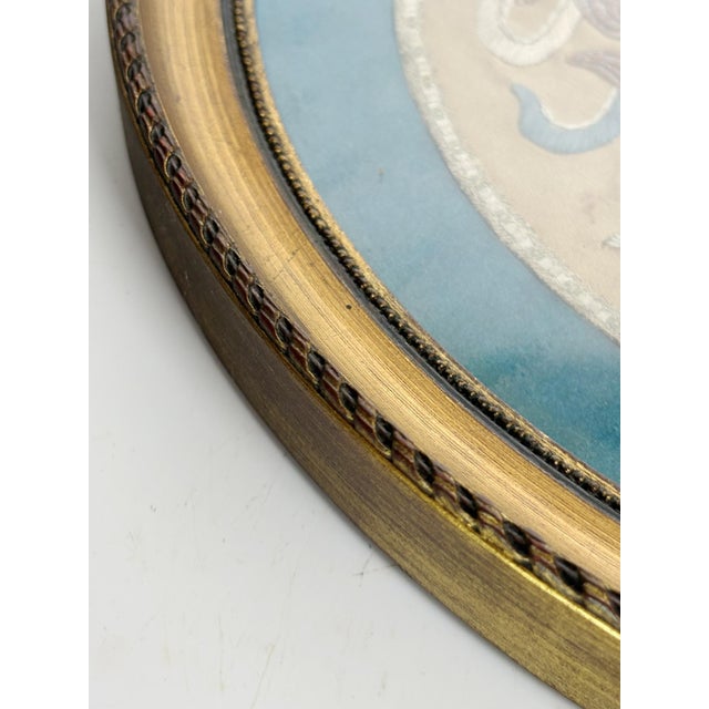 Textile Silk Embroidered Artwork in Gilt Frame, France, 19th Century For Sale - Image 7 of 15