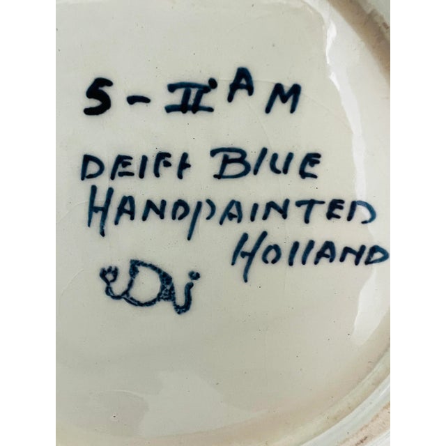 1970s Vintage Hand Painted Dutch Delft Plate With Wood Frame Signed For Sale In Sacramento - Image 6 of 6