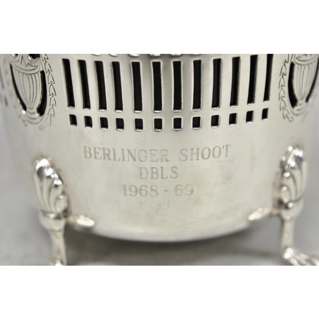 Mid 20th Century Mid 20th Century Barker Ellis English Regency Silver Plated Award Sugar Basket W/ Cobalt Blue For Sale - Image 5 of 15