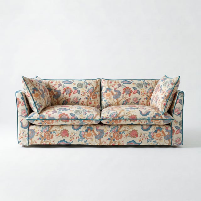 Not Yet Made - Made To Order Sophie Conran Coco 3 Seater Sofa - Kitty Indian Summer with Contrast Welt Knife Edge Cushion For Sale - Image 5 of 5