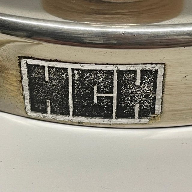 Chrome 1970s Mid-Century Wicker Rattan and Chrome Table Lamp For Sale - Image 8 of 12