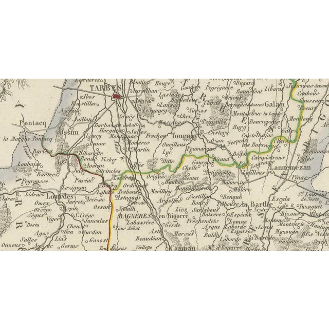 Antique Map of Hautes-Pyrénées by Vuillemin, France, 1850 For Sale - Image 5 of 13
