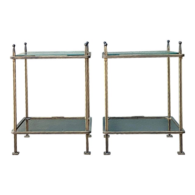 Vintage Claudio Rayes Brass Side Tables - A Pair For Sale