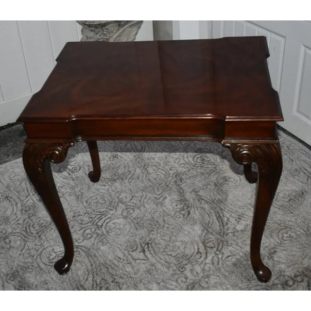 Ethan Allen Burl Mahogany Table Vintage Queen Anne Side Carved Claw Foot For Sale - Image 9 of 12