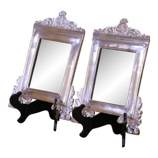 Pair of 19th Century French Louis XV Silver-Plated Repoussé Mirrors For Sale