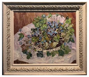 Maya Kopitzeva, Snowdrop Flowers & Violets, 1998, Oil, Framed