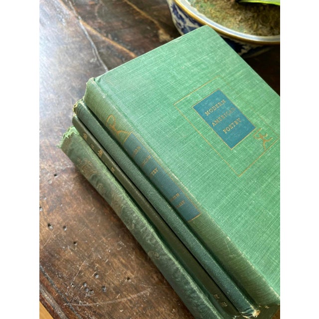 Set of Four (4) Antique Green Decorative Books Pretty Old Bookstack For Sale In Chicago - Image 6 of 10