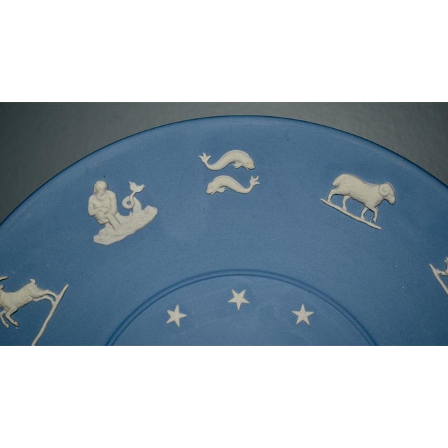 English Vintage Wedgwood Blue Jasperware Zodiac 12 Symbols Plate 1970s 9.5”w For Sale - Image 3 of 10