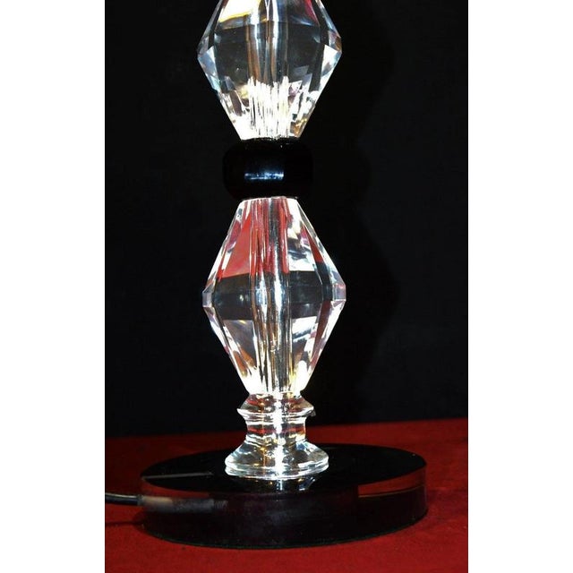 Art Deco Faceted Glass Column Table Lamp with Opaline Shade, 1940s For Sale - Image 11 of 18