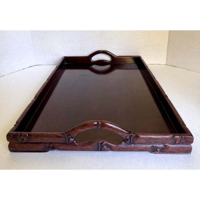 Here is a beautifully crafted vintage Chinese faux bamboo serving tray, likely dating to the 1930s–1950s. The tray is...