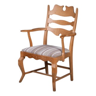 Mid-Century Modern Razorblade Armchair in Oak by Henning Kjærnulf, 1960s For Sale