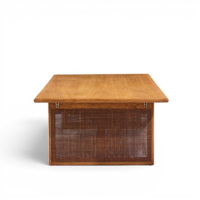 Mid 20th Century Founders Mid Century Walnut and Cane Coffee Table For Sale - Image 5 of 9